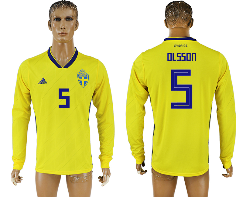 Maillot de foot SWEDEN LONG SLEEVE #5 OLSSON 2018 FIFA WORLD CUP